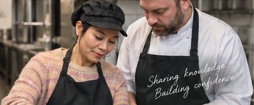 Pui working alongside a hospitality chef
